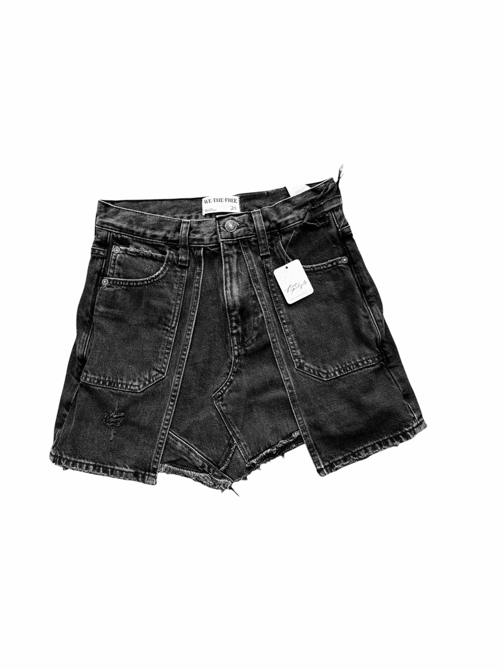 We the Free by Free People Size 24 Moxie Low Slung Denim Black Skirt